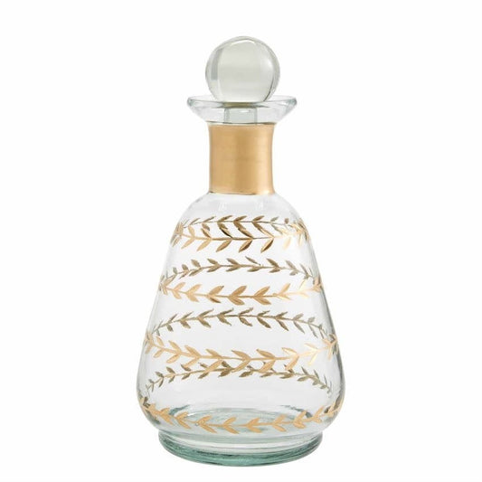 Leaf Pattern Etched Decanter