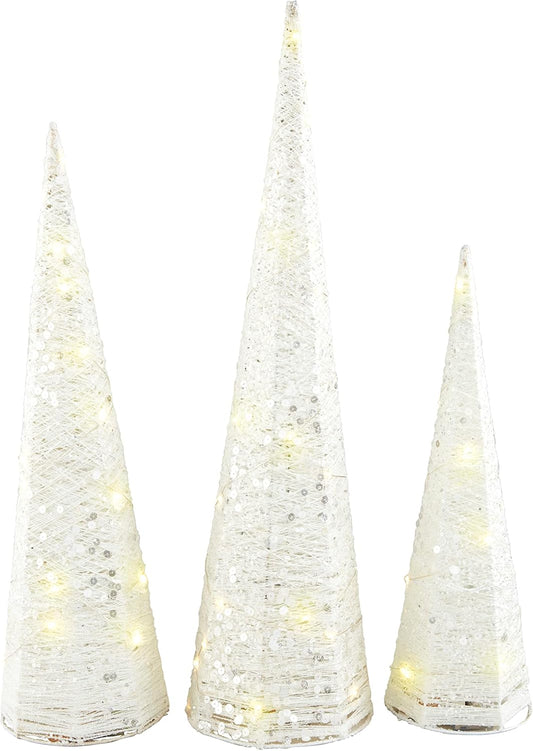 White Glitter Light-Up Tree Set