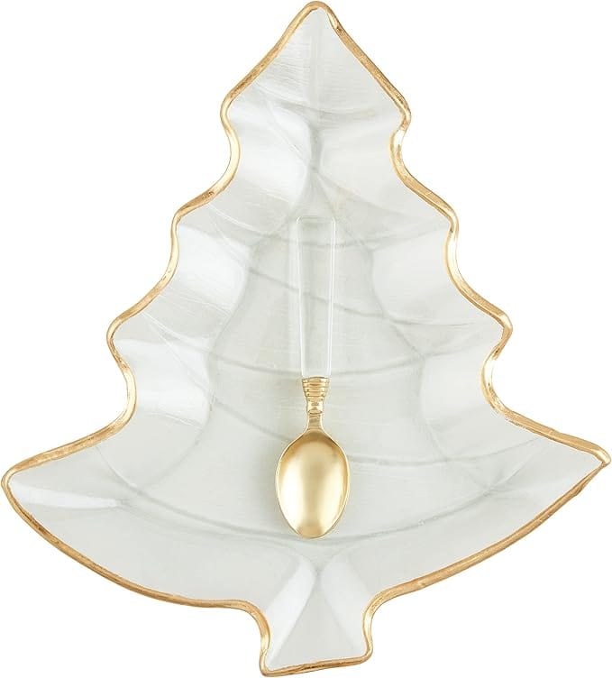 Gold Edge Glass Tree Platter