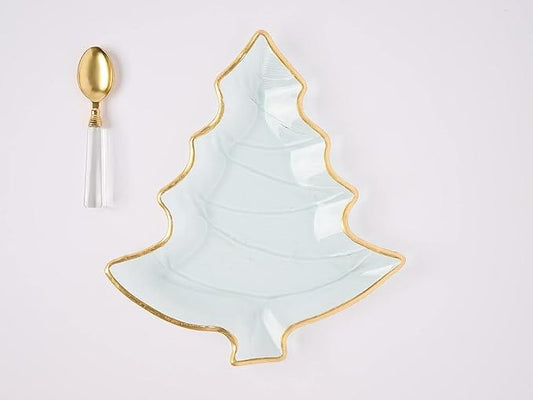 Gold Edge Glass Tree Platter