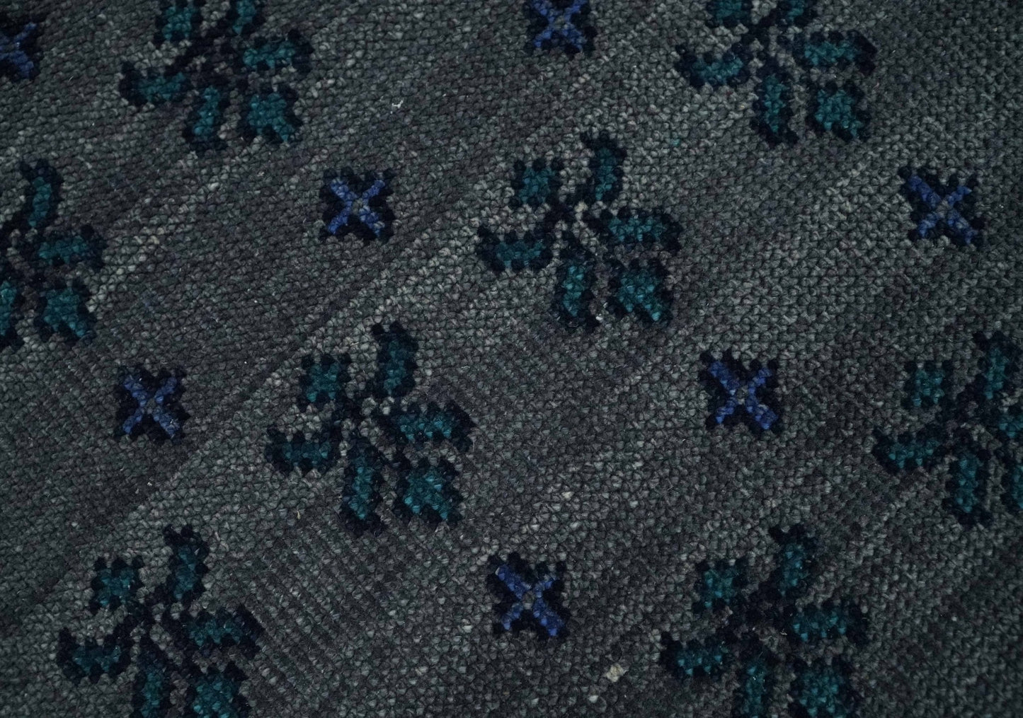 Gray and Blue Traditional Hand Knotted Antique Style low Pile Custom Made Wool Area Rug