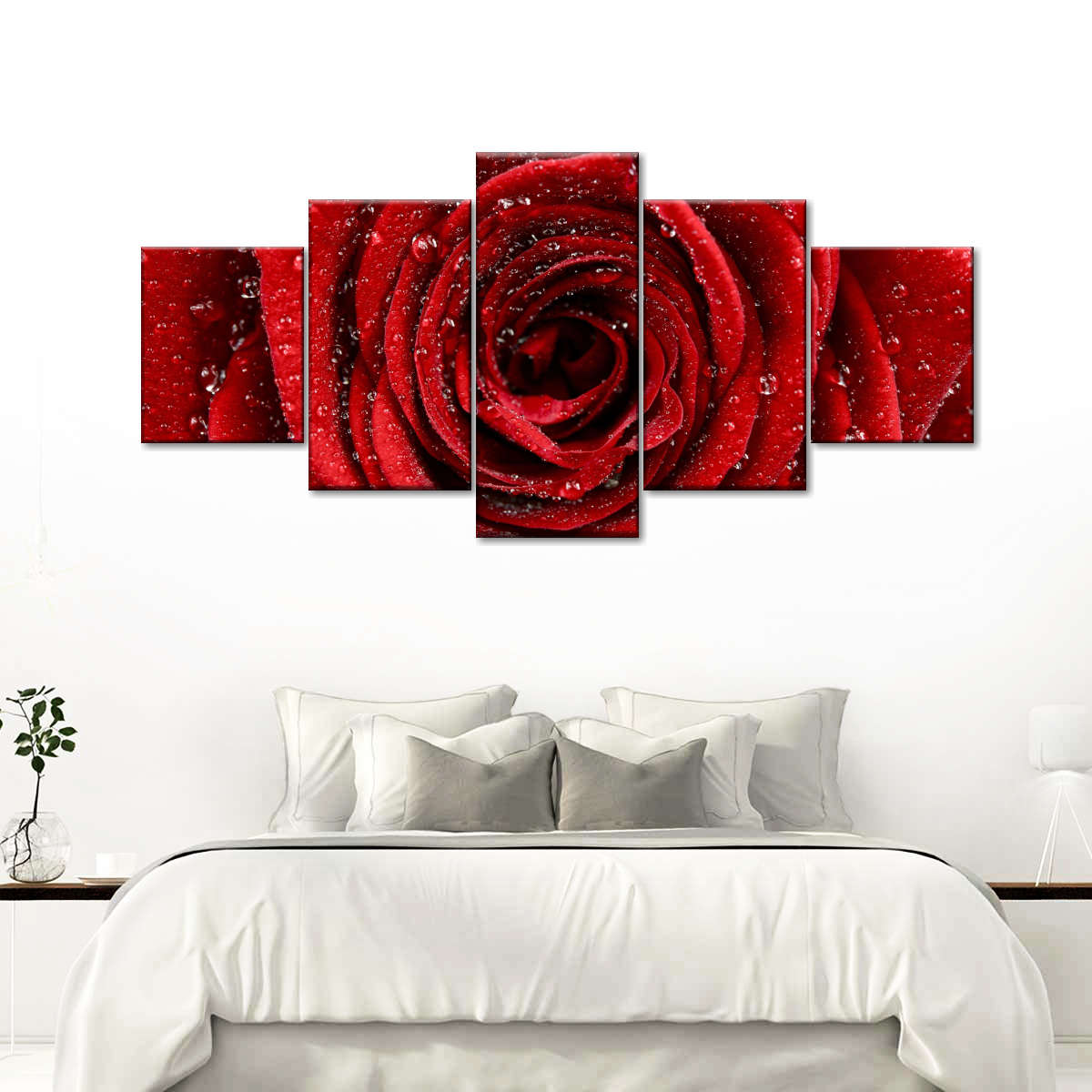 Damp Red Rose Wall Art