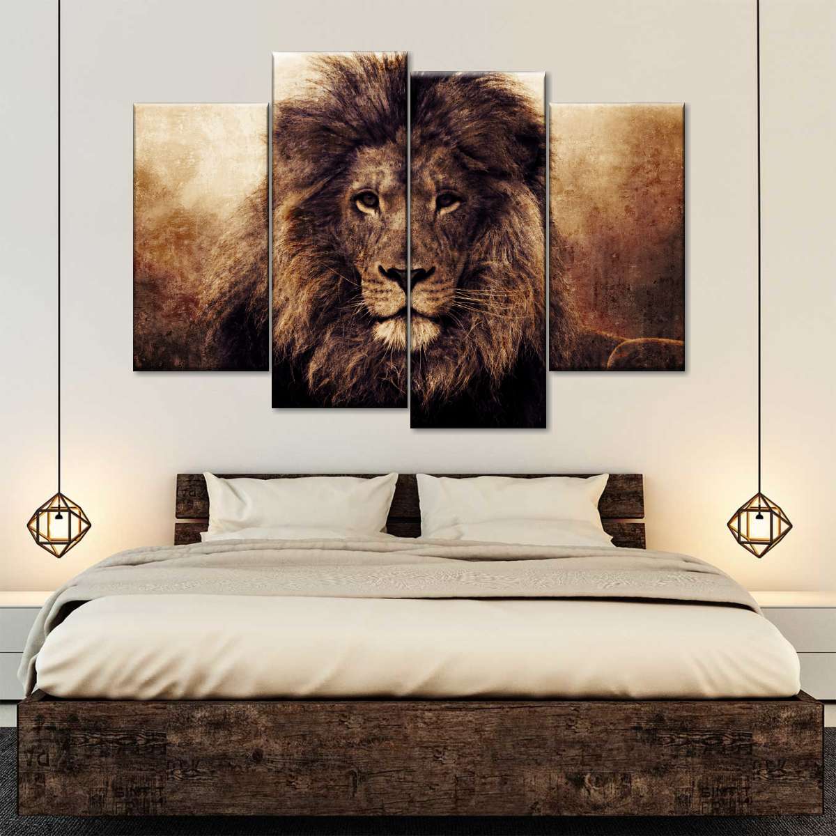 Grunge Lion Head Wall Art