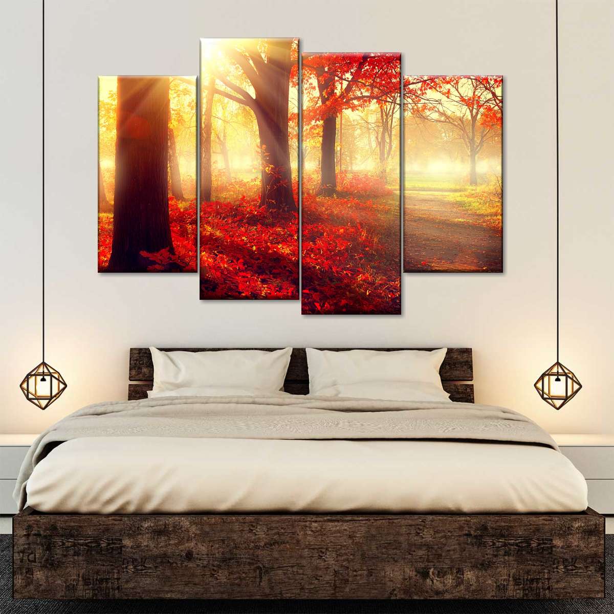 Bright Red Forest Wall Art