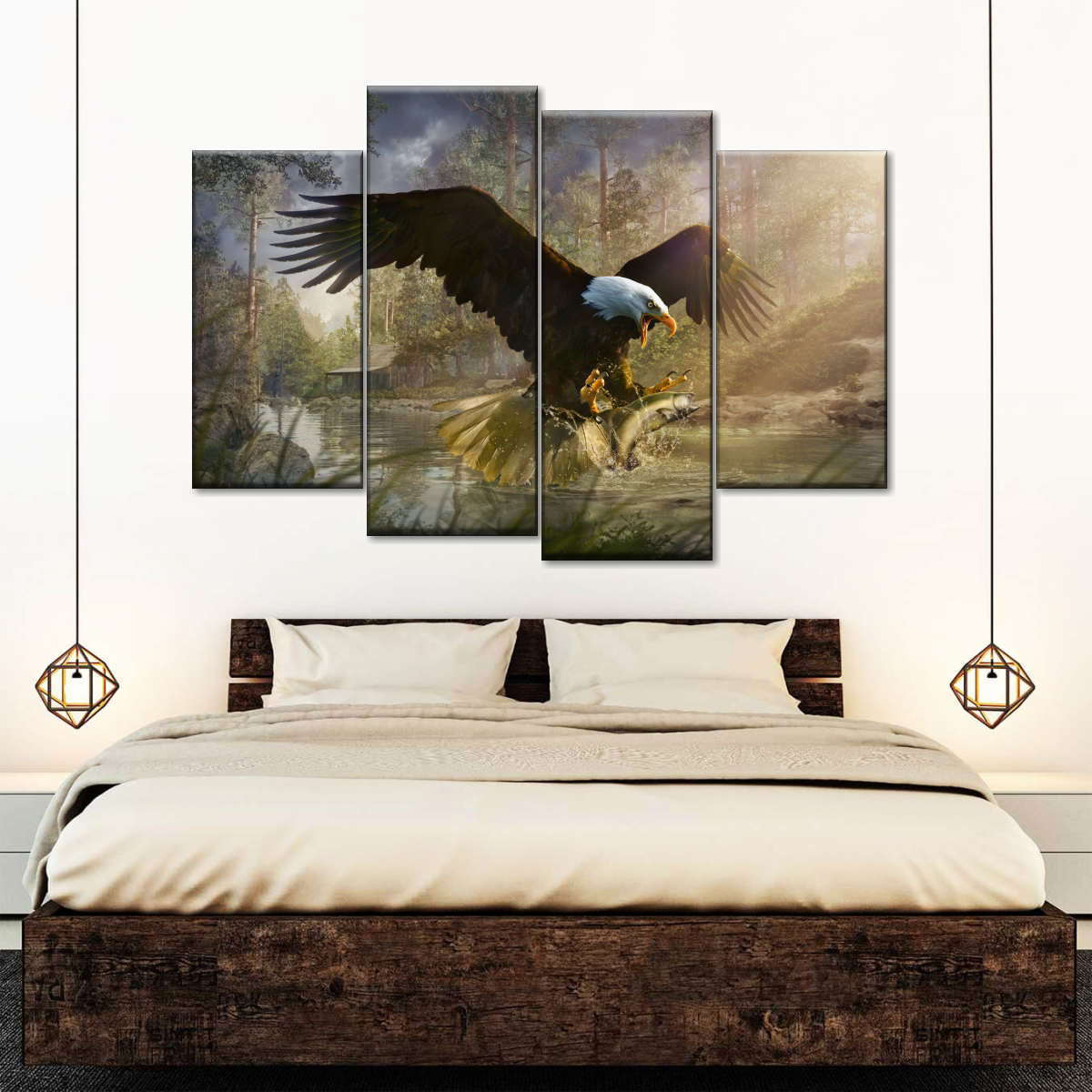 Bald Eagle Catching Fish Wall Art