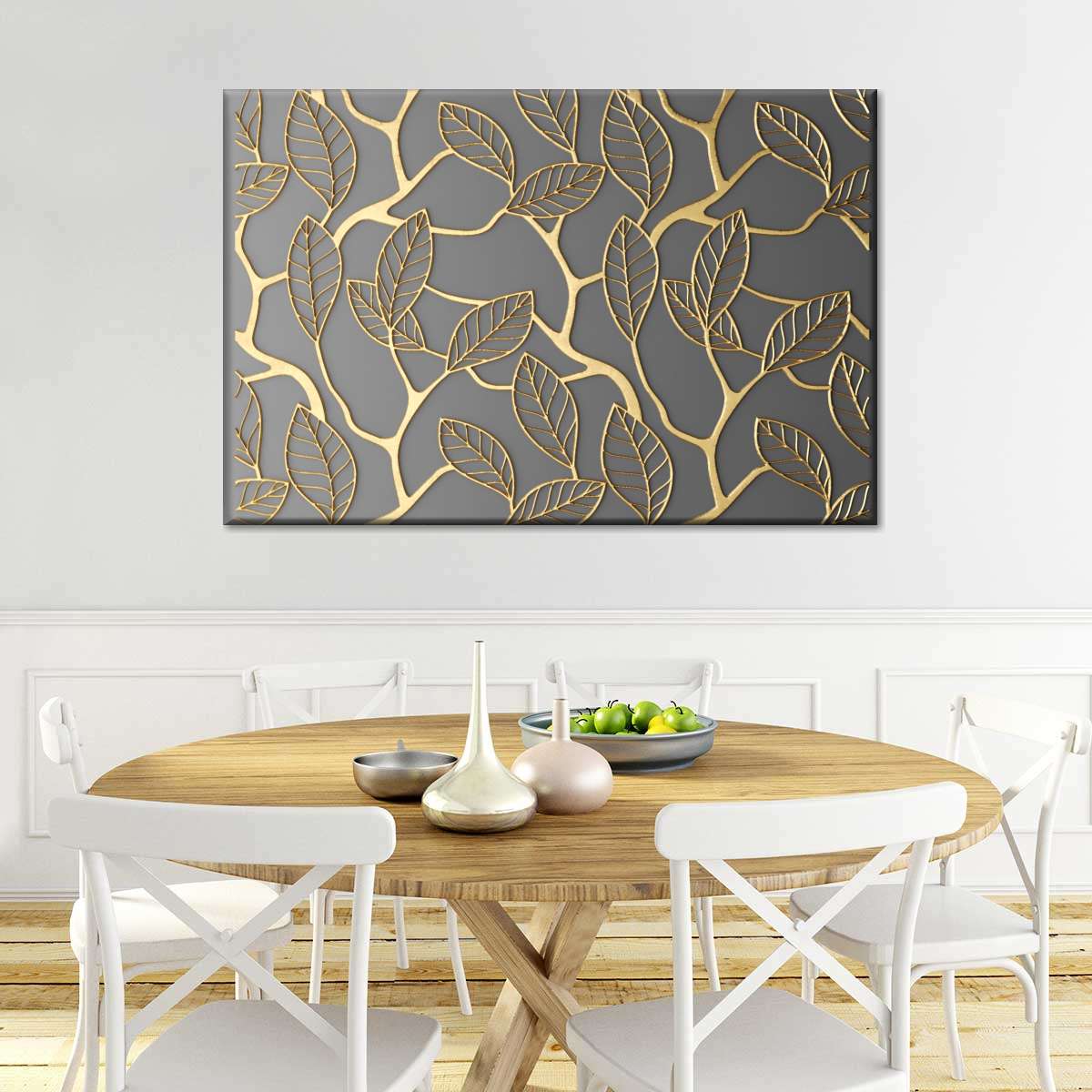 Gold Leaves Lattice Wall Art