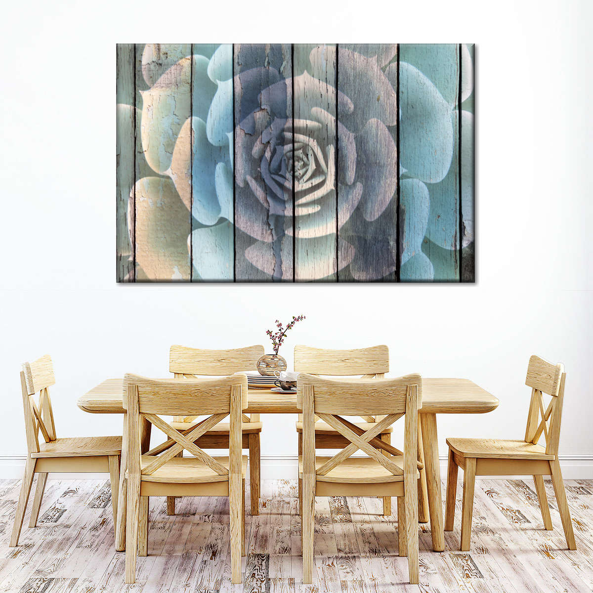 Rustic Blooming Succulent Wall Art