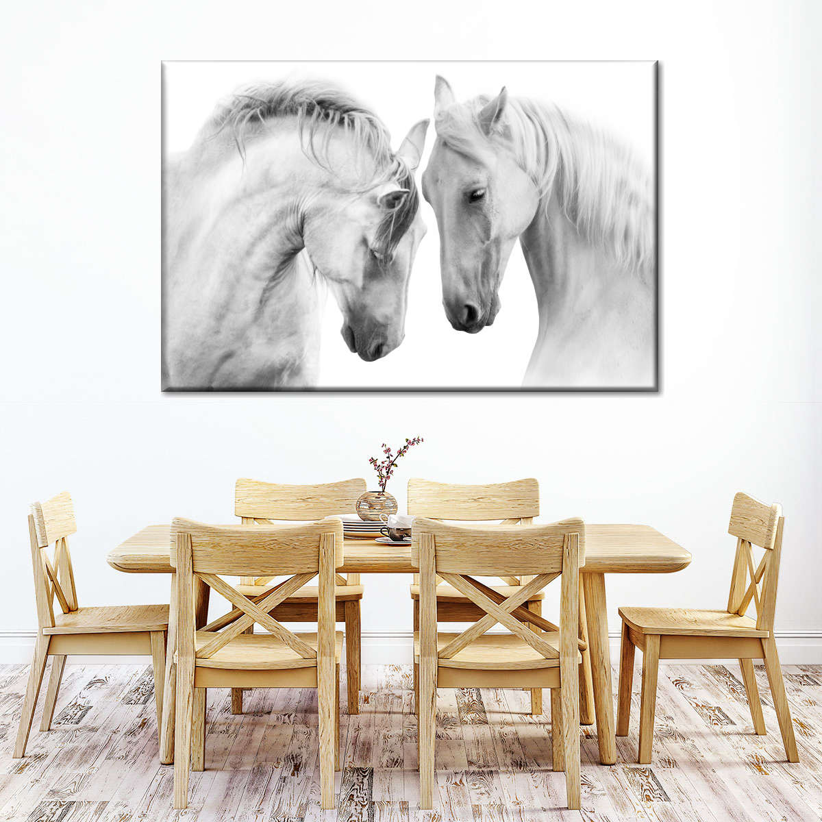 White Horse Couple Wall Art