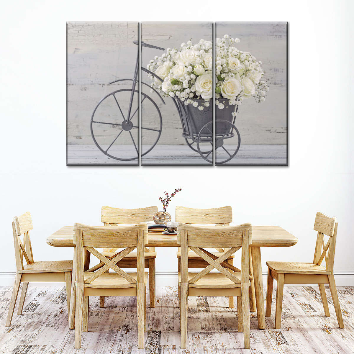 White Rose Bouquet Wall Art