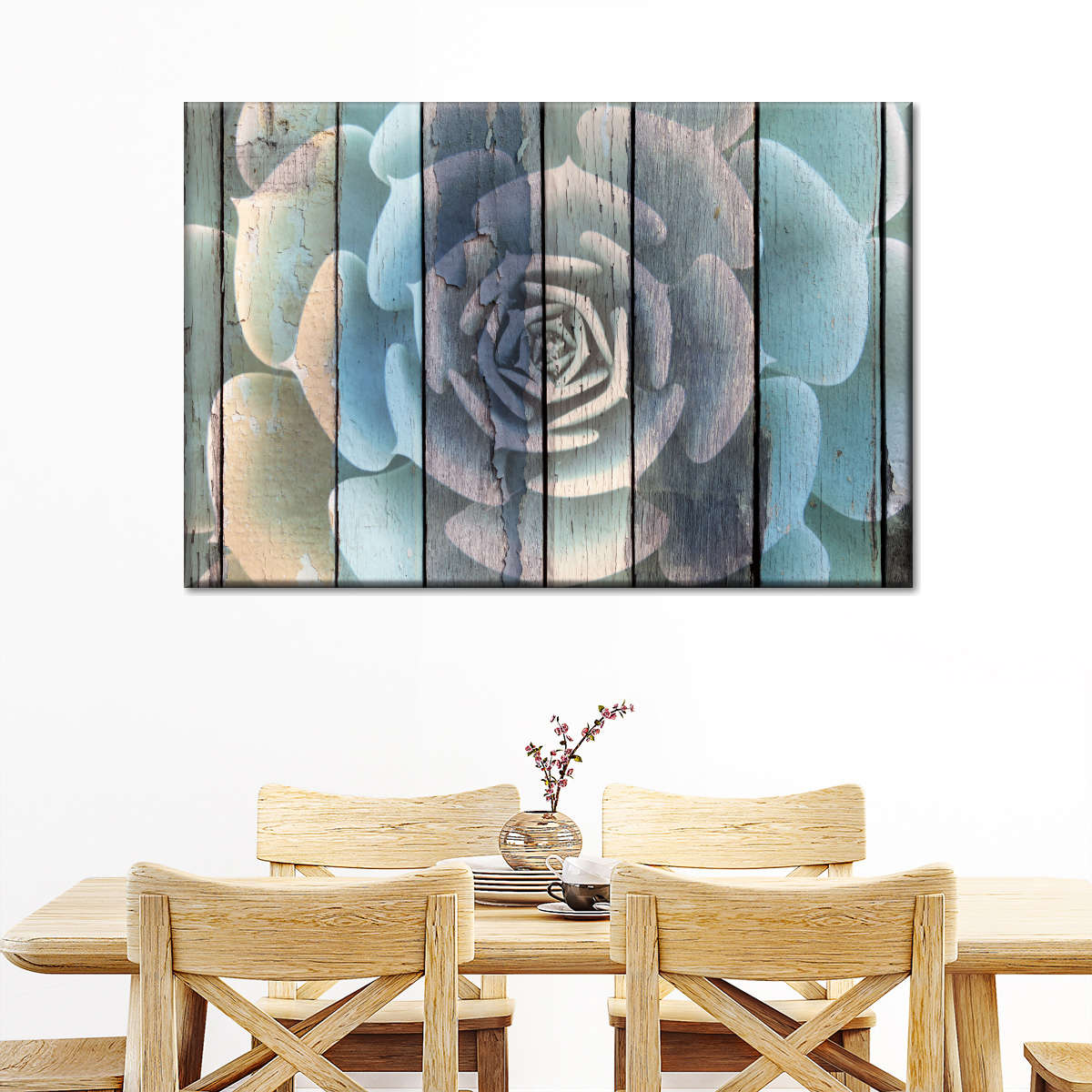 Rustic Blooming Succulent Wall Art