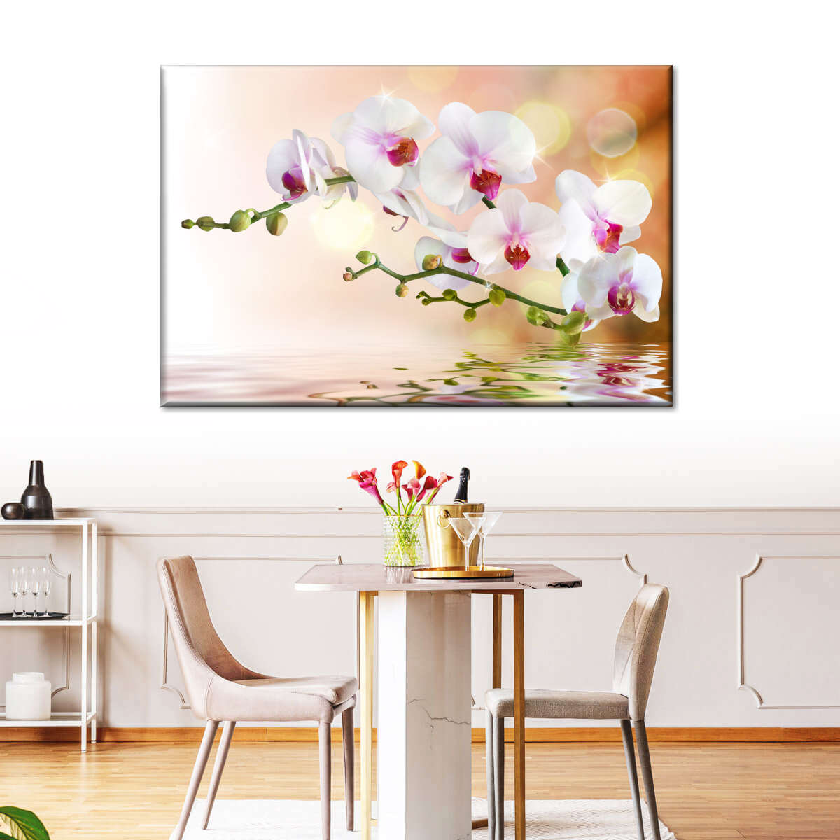 Orchid Flowers On Water Wall Art