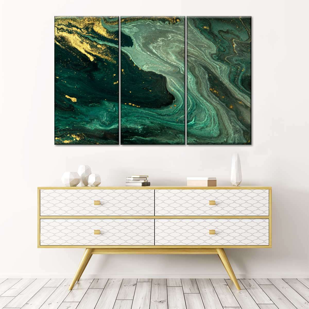 Green And Gold Abstract Wall Art