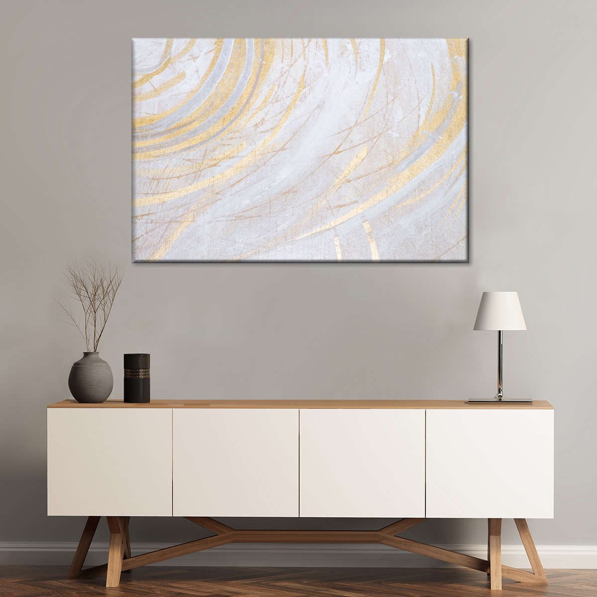 White And Gold Abstract Wall Art