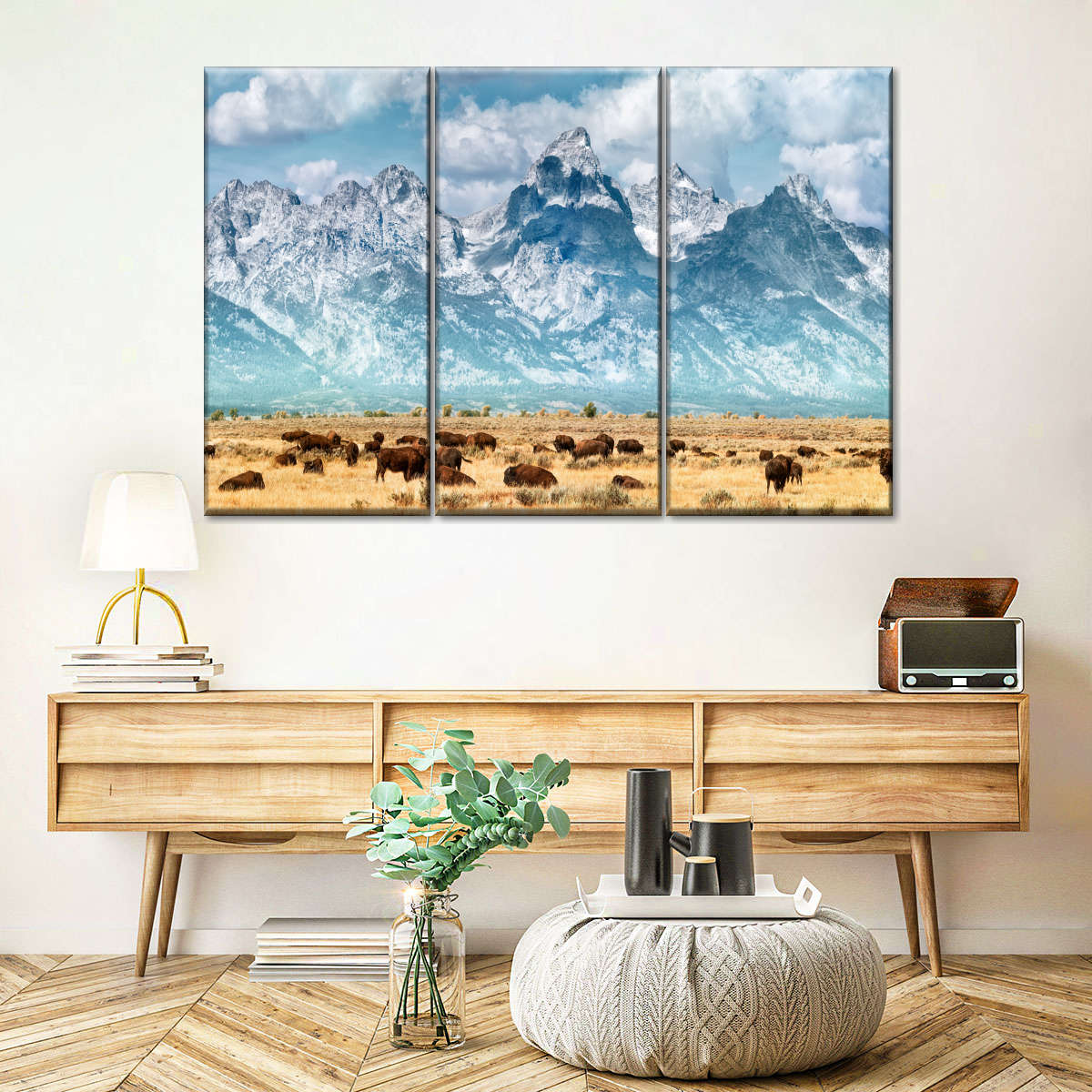 Bison Herd In Grand Teton Wall Art