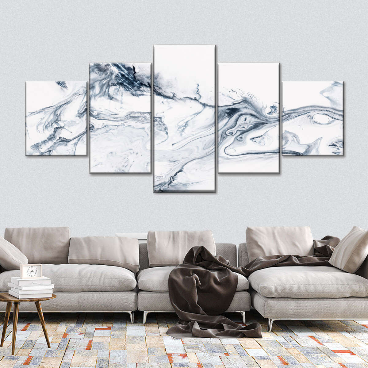 Grey And White Abstract Wall Art