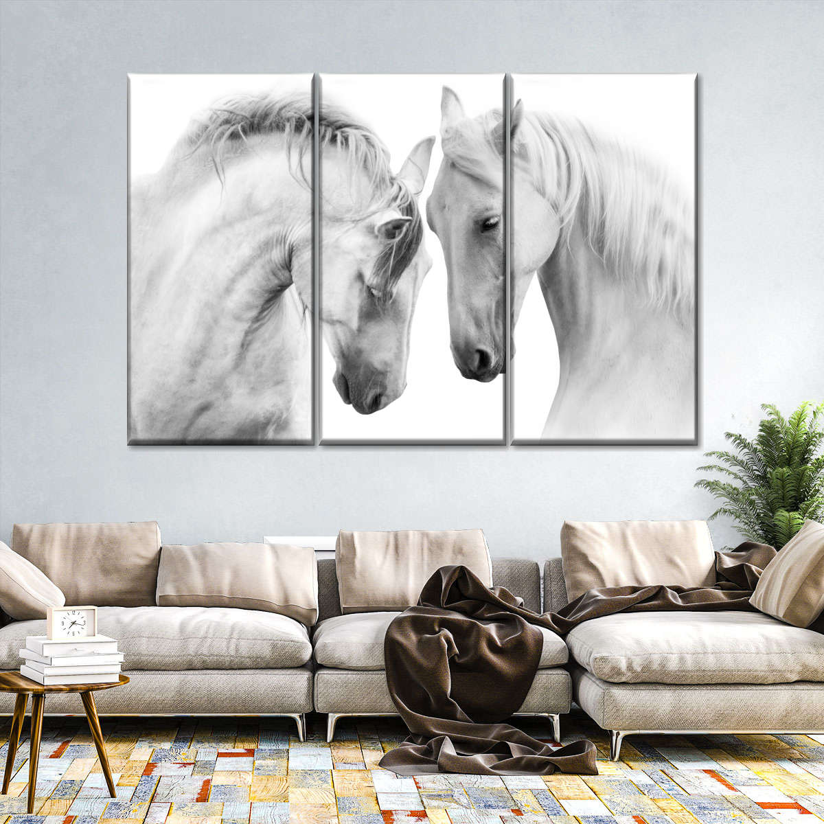 White Horse Couple Wall Art