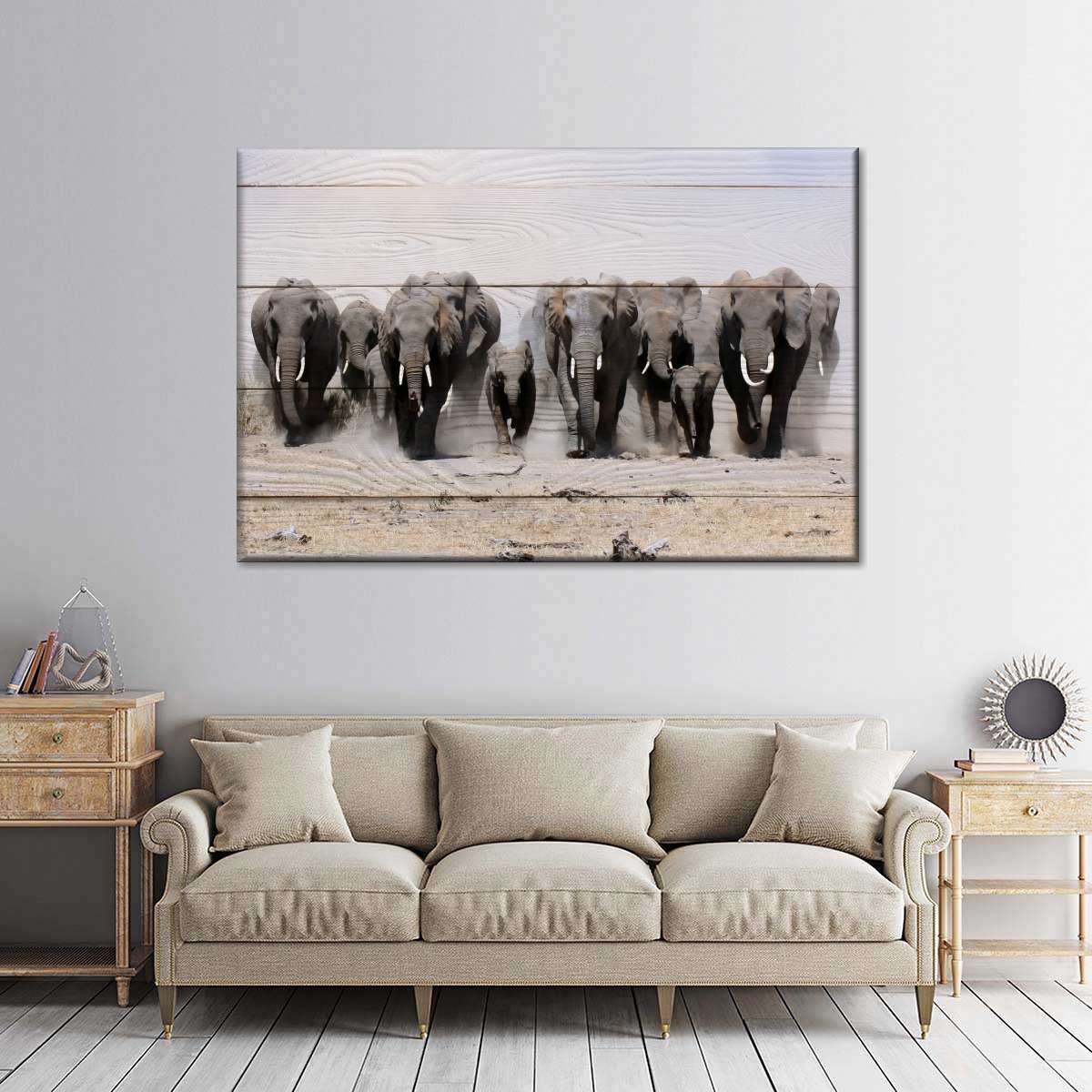 Elephants In Motion Wall Art