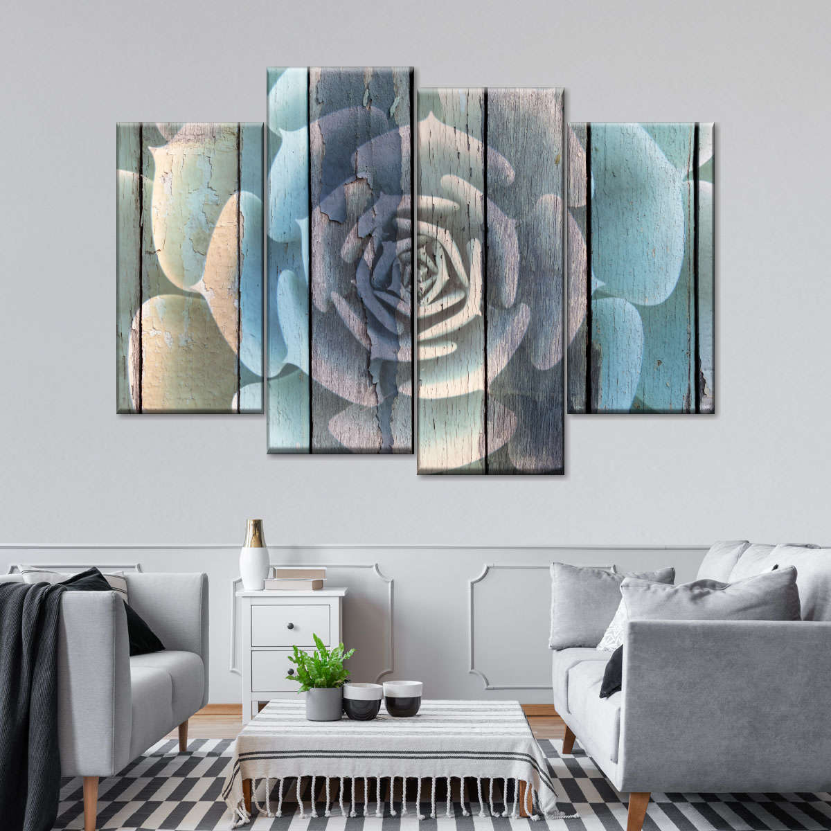 Rustic Blooming Succulent Wall Art