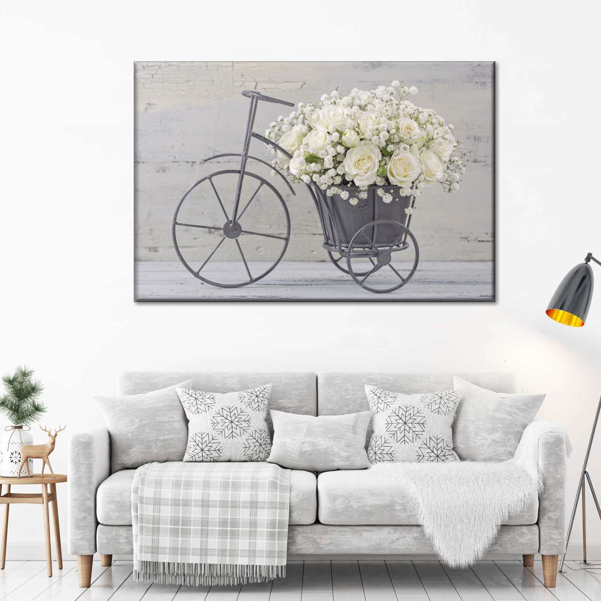 White Rose Bouquet Wall Art