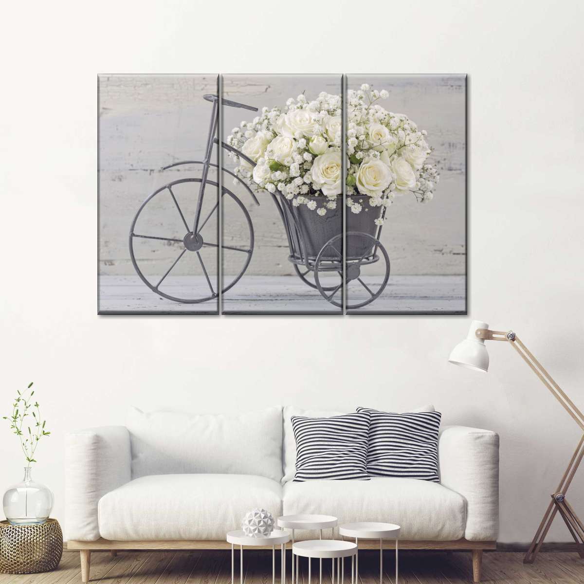 White Rose Bouquet Wall Art