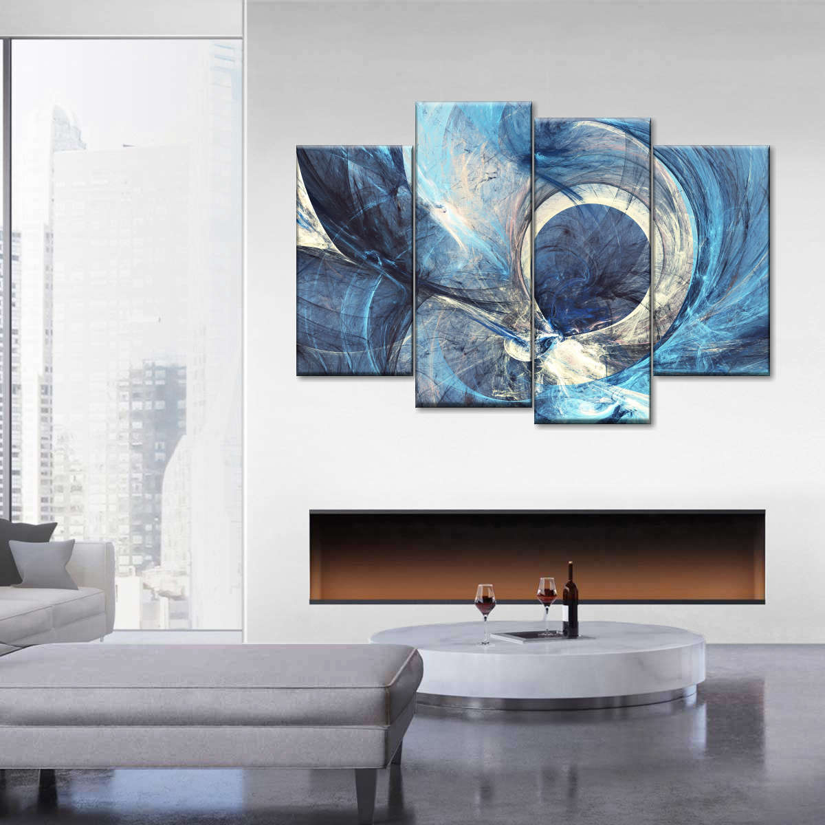 Ocean Line Swirls Abstract Wall Art