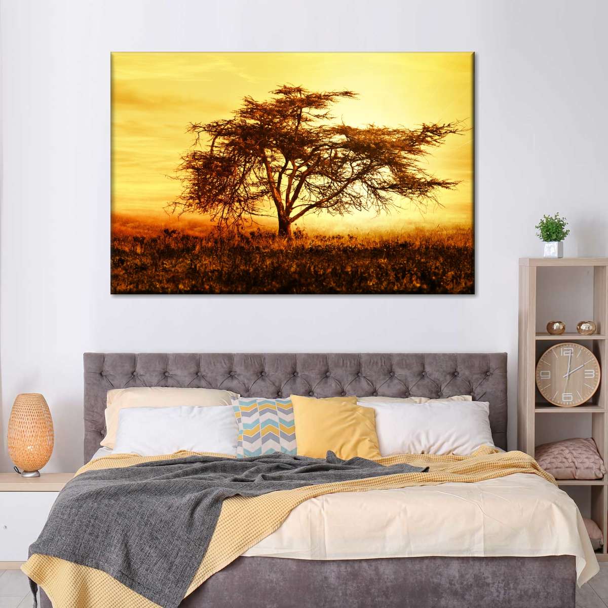 African Tree At Sunset Wall Art