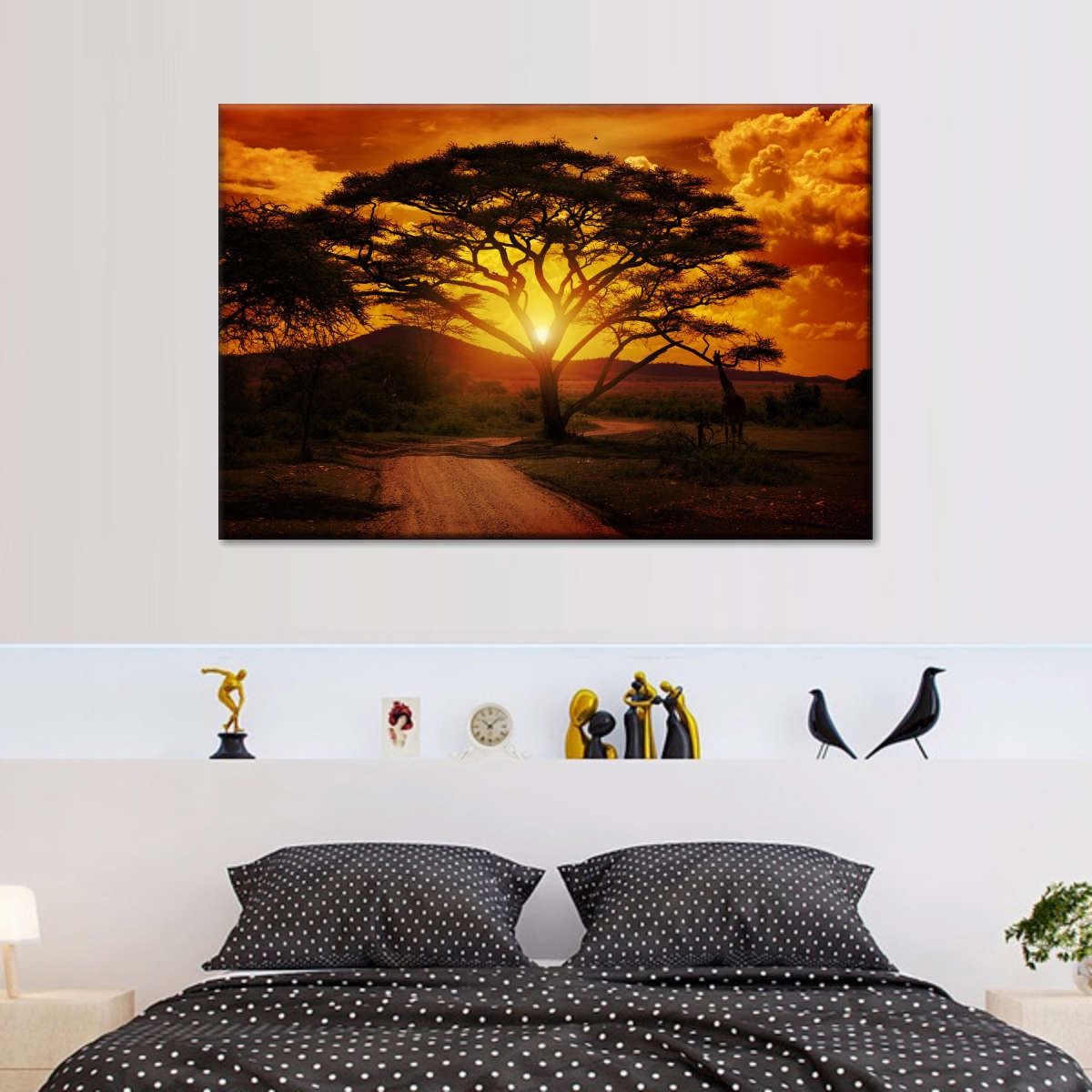 Serengeti Park Sunset Silhouette Wall Art