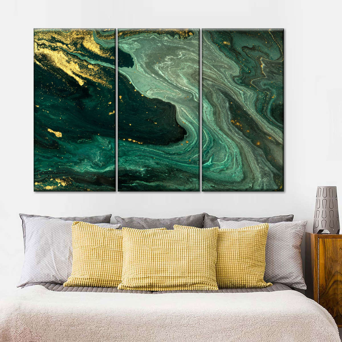 Green And Gold Abstract Wall Art