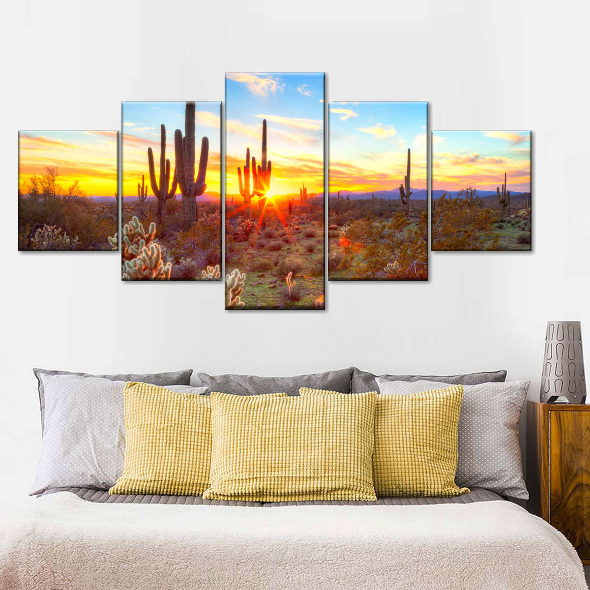 Desert Cactus Sun Ray Wall Art