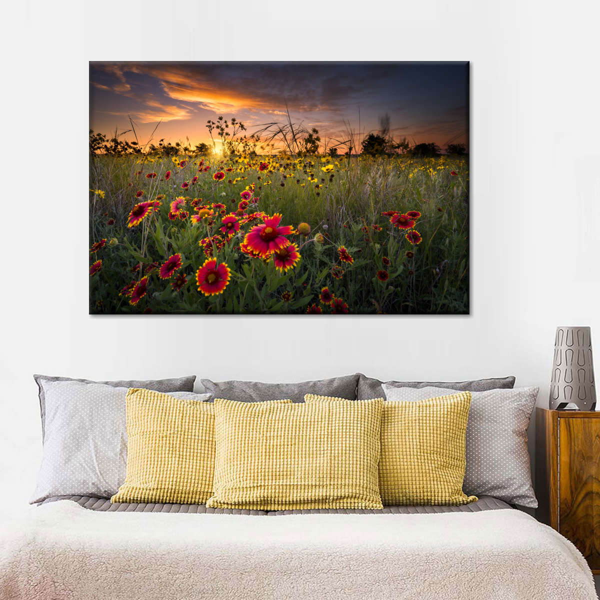 Dawn At Flower Field Wall Art