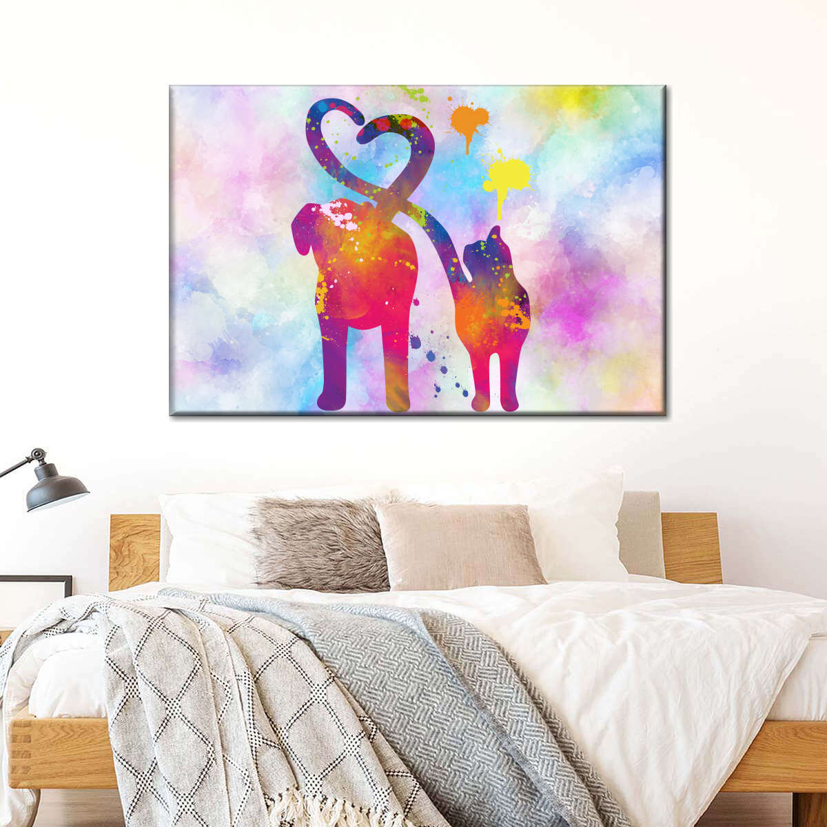 Cat And Dog Love Wall Art