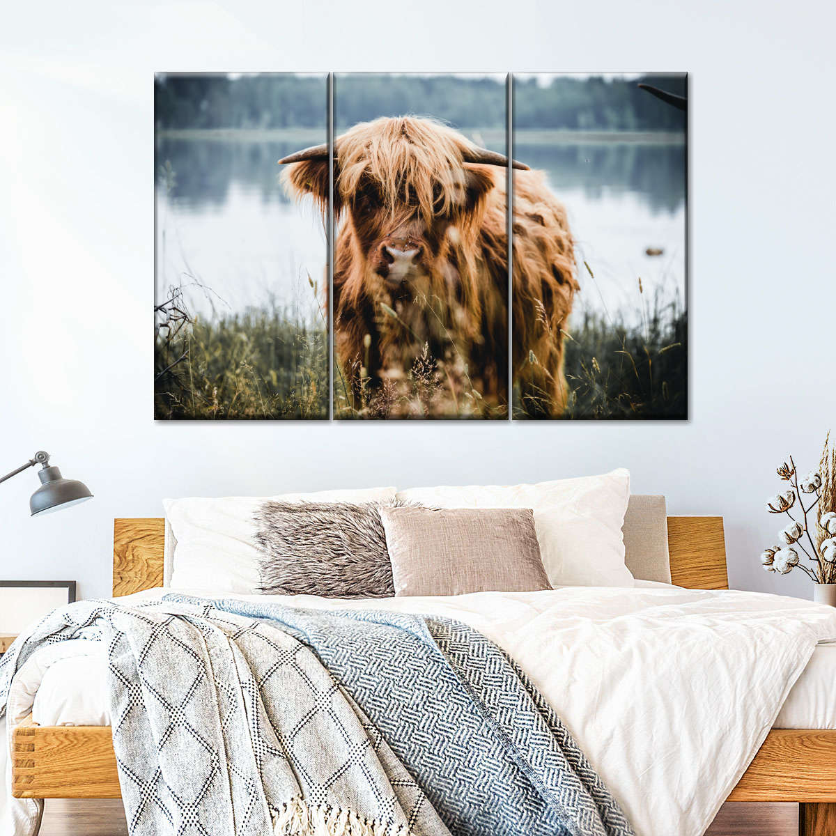 Lakeside Highland Cow Wall Art