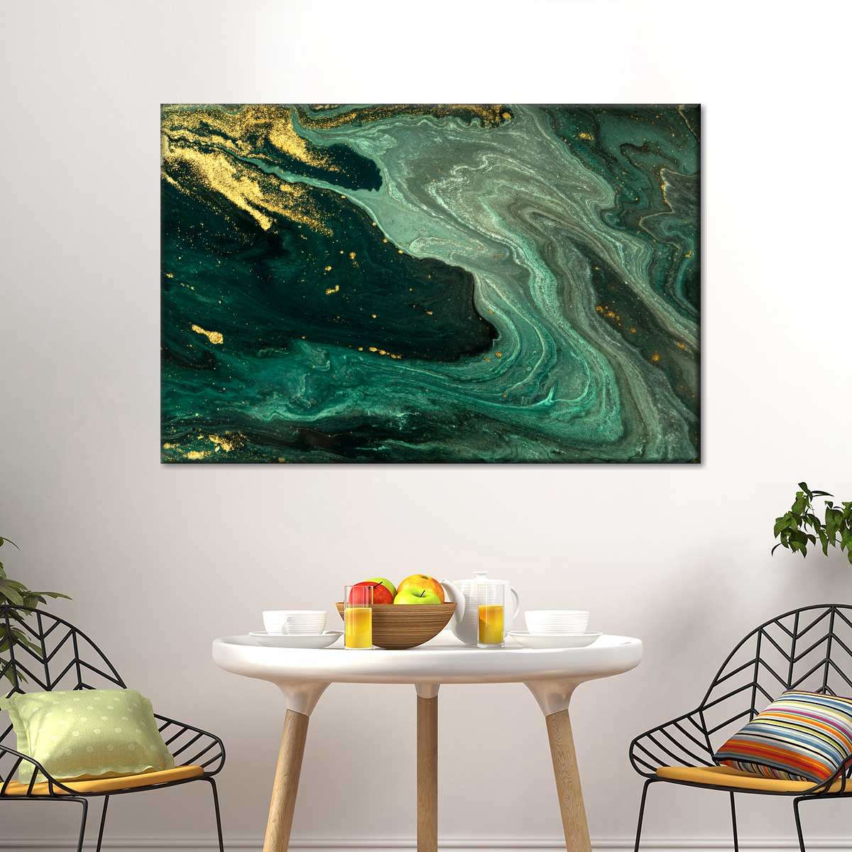 Green And Gold Abstract Wall Art