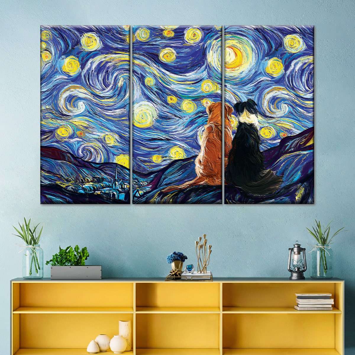 Dogs Journey Starry Night Wall Art