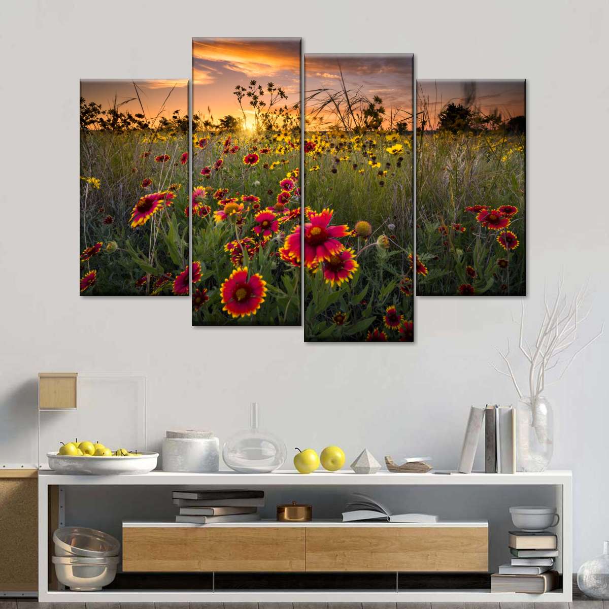 Dawn At Flower Field Wall Art