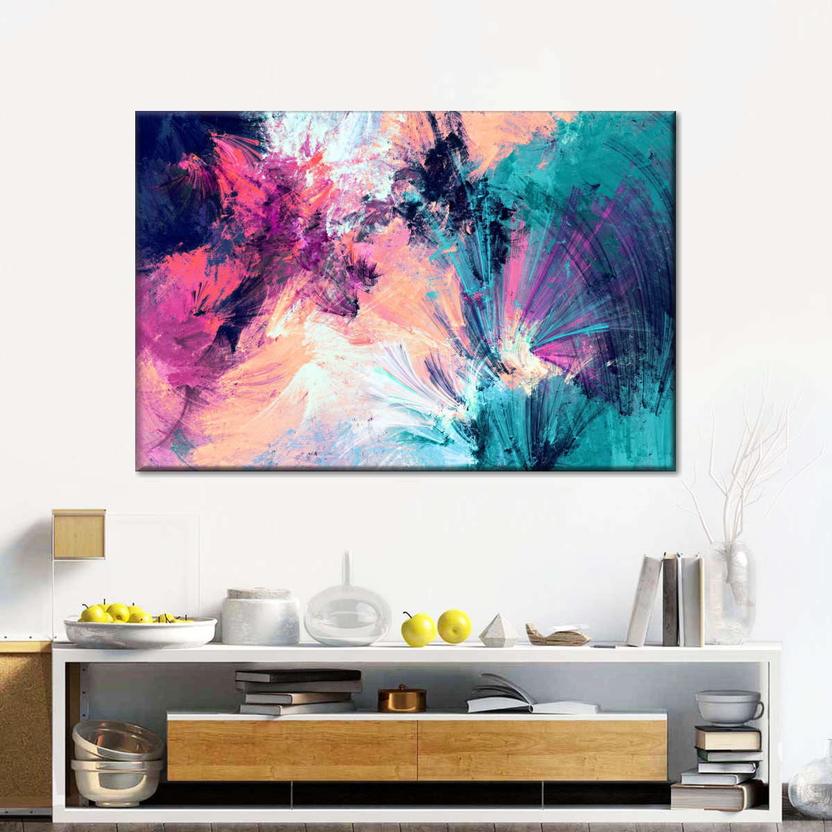 Pink And Blue Abstract Wall Art