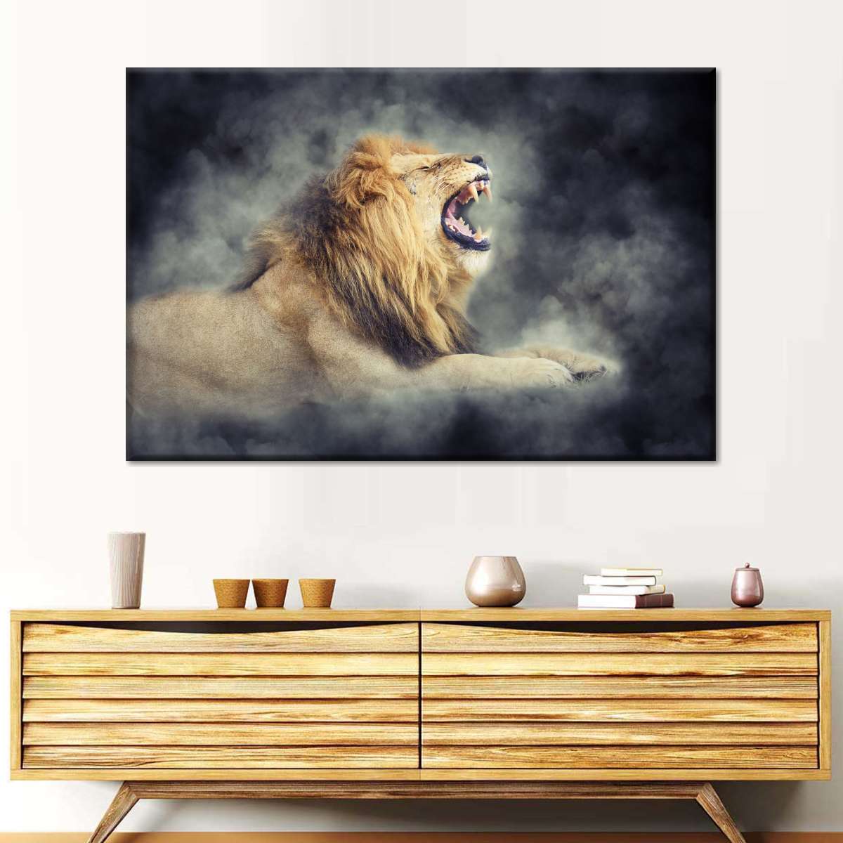 Misty Wild Lion Wall Art