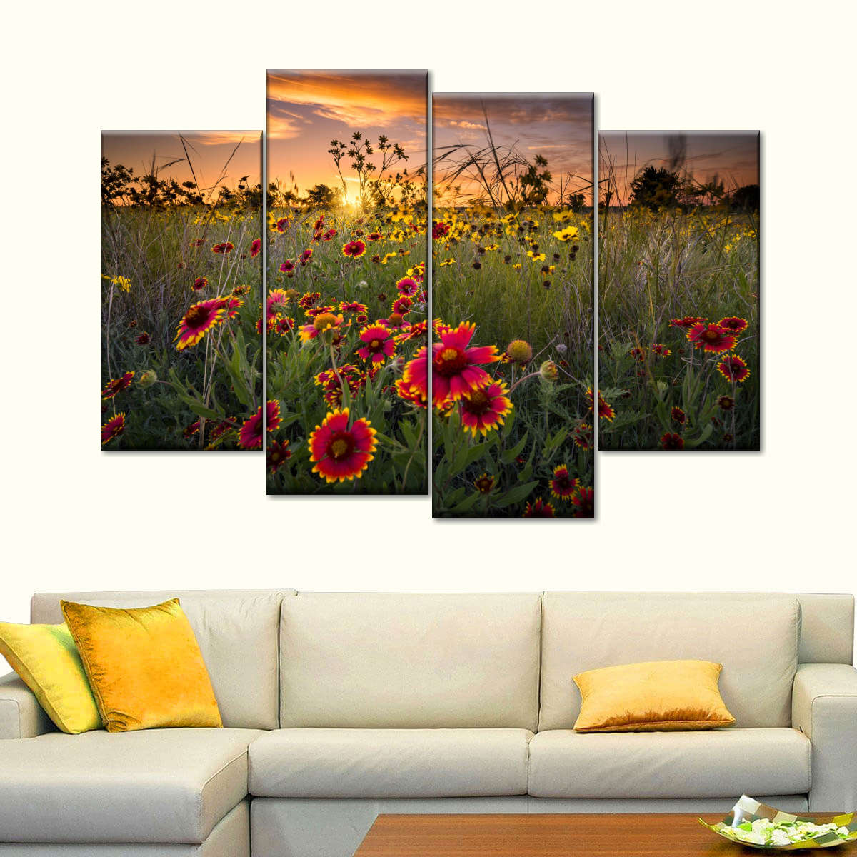 Dawn At Flower Field Wall Art