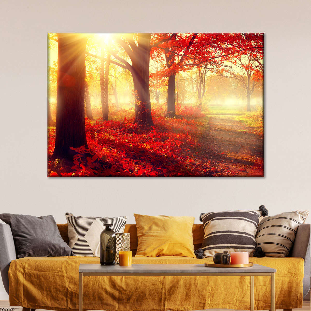 Bright Red Forest Wall Art