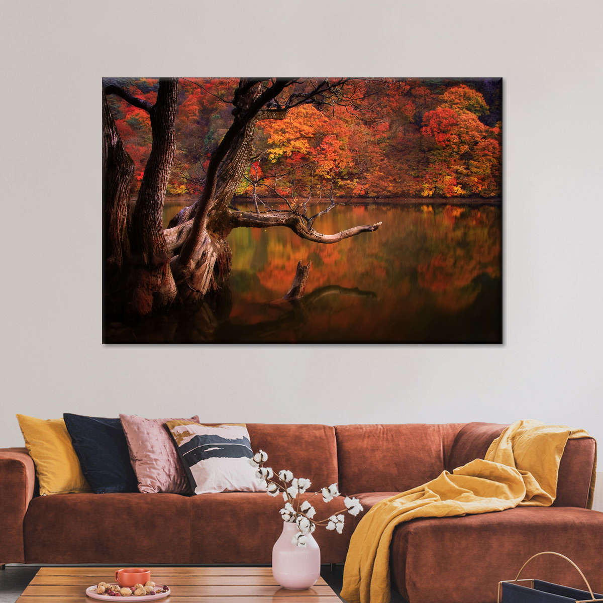 Orange Autumn Lake Wall Art