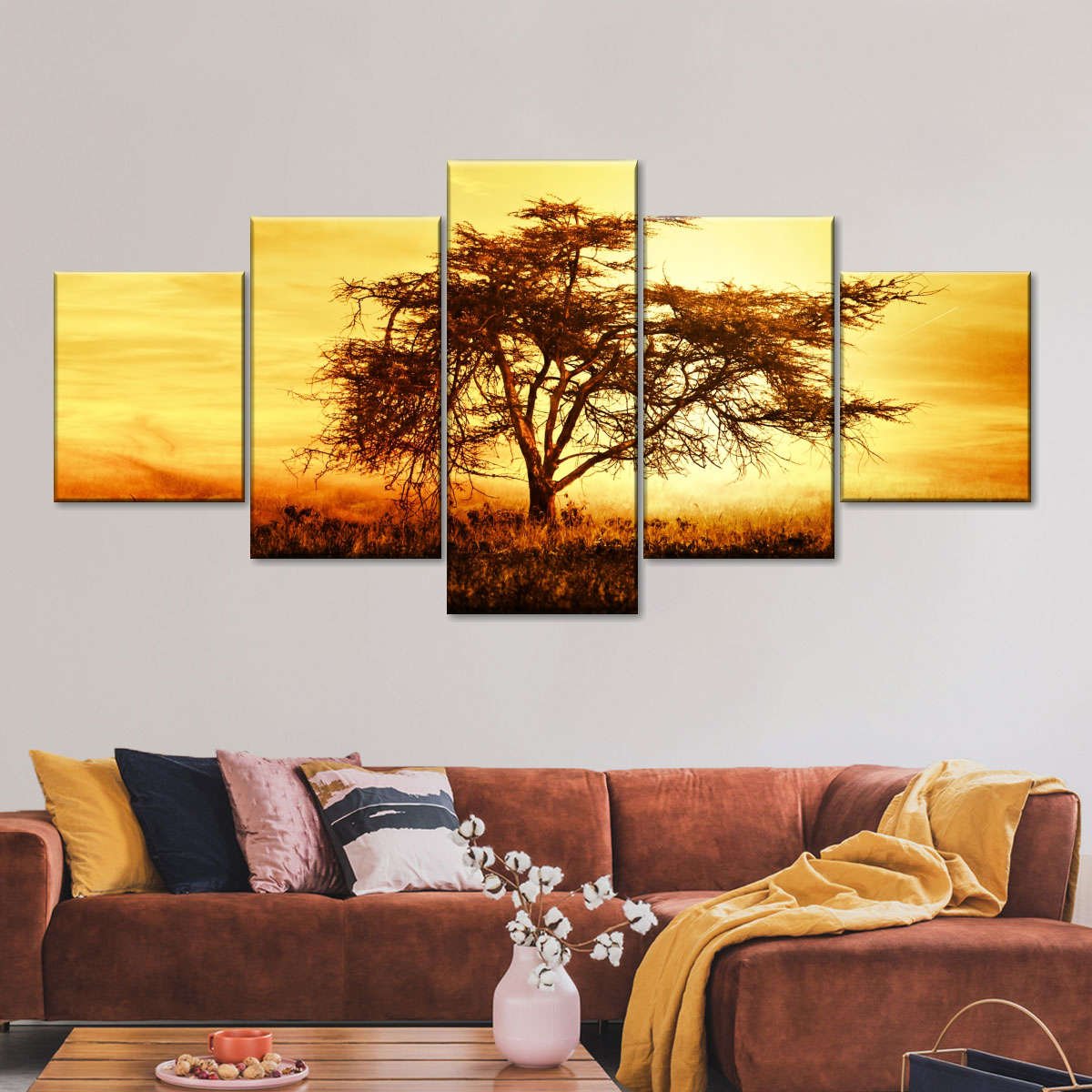 African Tree At Sunset Wall Art