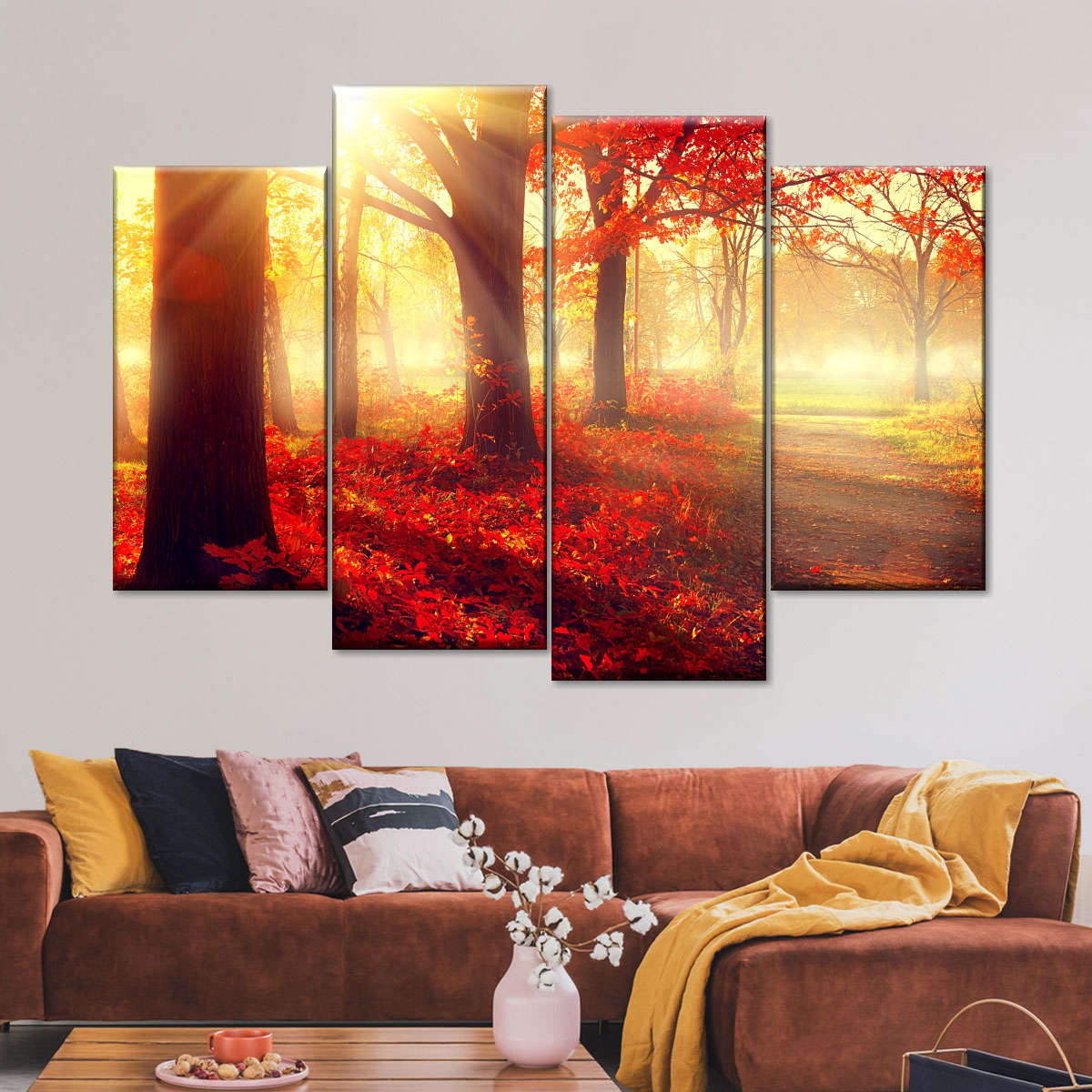 Bright Red Forest Wall Art