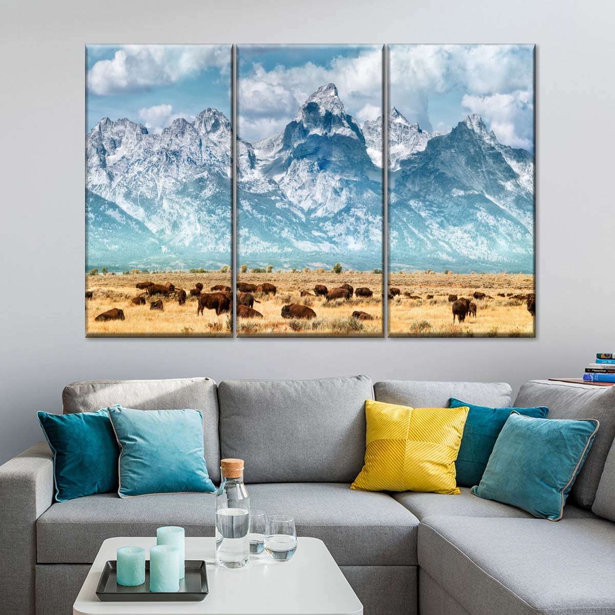 Bison Herd In Grand Teton Wall Art