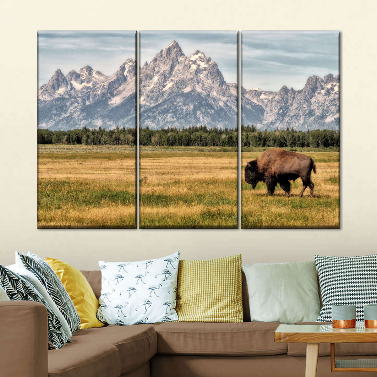 Bull Bison In Grand Teton Wall Art