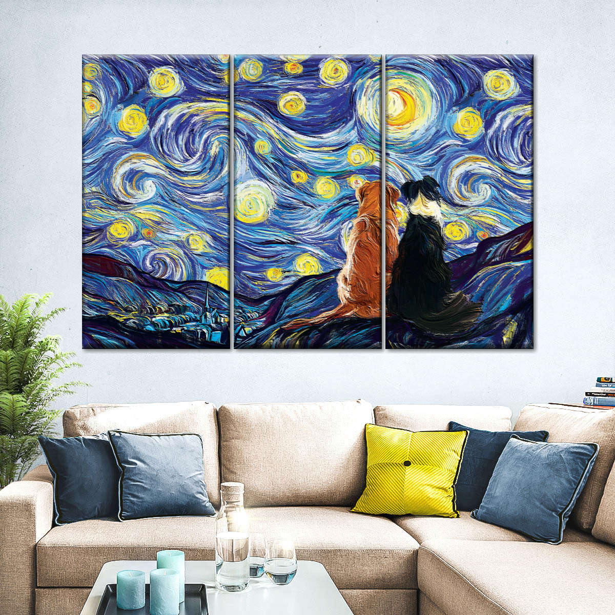 Dogs Journey Starry Night Wall Art