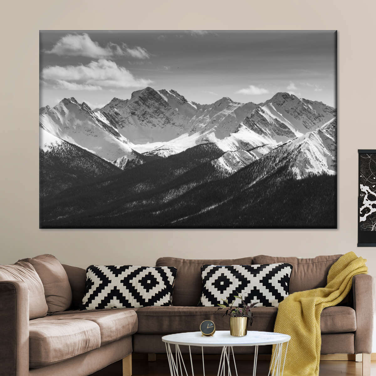 Monochrome Rocky Mountains Wall Art