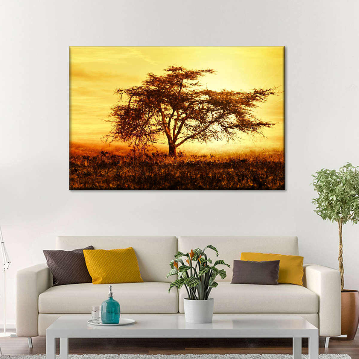 African Tree At Sunset Wall Art