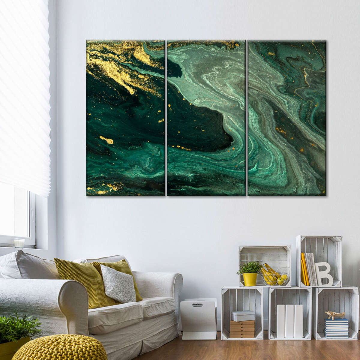 Green And Gold Abstract Wall Art