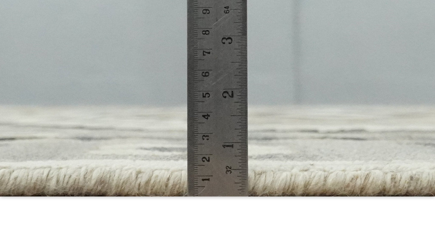 Custom Made Natural Wool Hand Knotted Ivory, Beige and Charcoal Traditional Area Rug, Kids, Living Room and Bedroom Rug