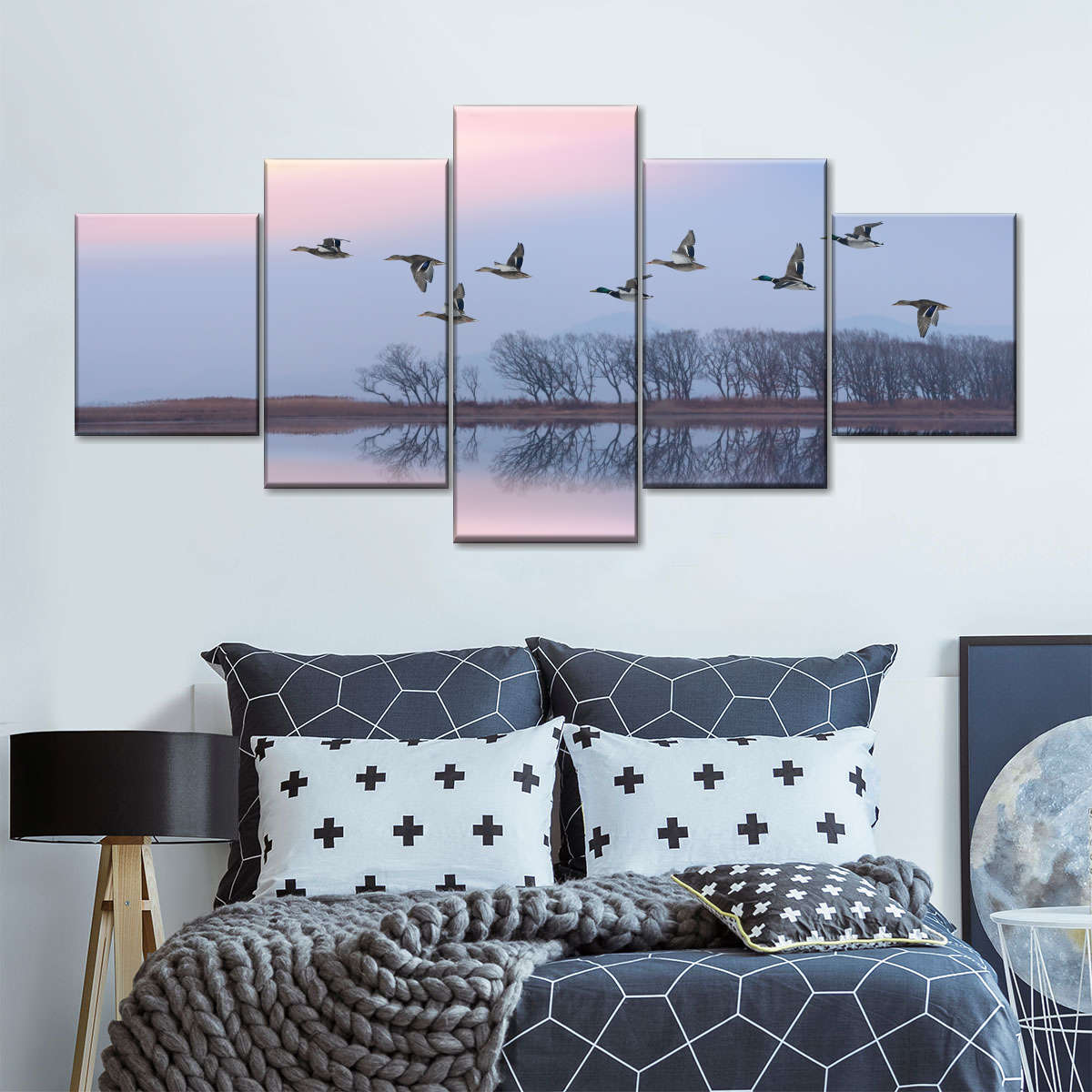 Pink Sky Over Ducks Wall Art